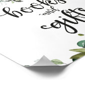 Poster Symbole Baby shower vert Livres et Cadeaux (Coin)