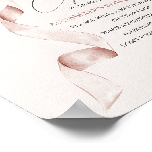 Poster Symbole Beige Coquette Bow Anniversaire Heure Caps (Coin)