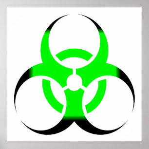 Poster Symbole biologique Biodanger vert et noir