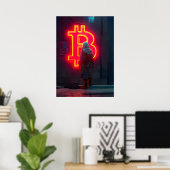 Poster SYMBOLE Bitcoin Cyber City Neon (Bureau à domicile)