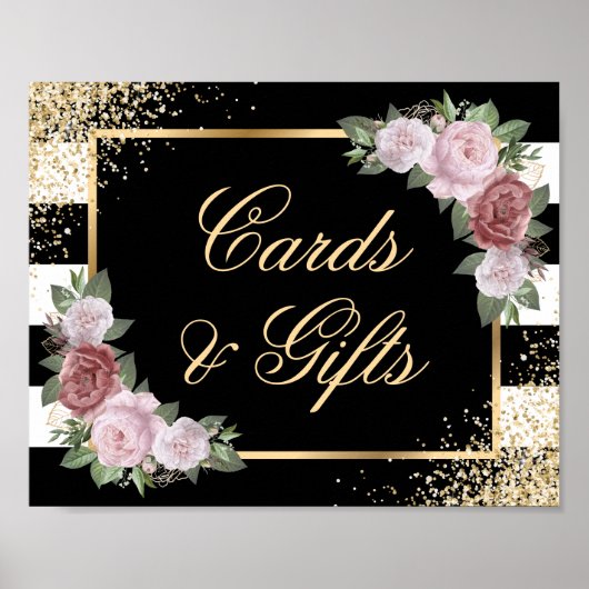 Poster Symbole Black Gold Blush rose Cartes de mariage et (Devant)