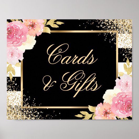 Poster Symbole Black Gold Blush rose Cartes de mariage et (Devant)