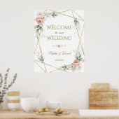 Poster Symbole blanc Dusty Rose Floral Gold Mariage (Cuisine)