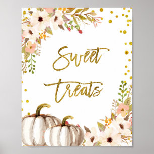 Poster Symbole blanc et or citrouille Sweet Traitements