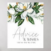 Poster Symbole blanc Magnolia Floral Mariage Card & Cadea (Devant)