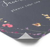 Poster Symbole bleu classique Fleurs Faveurs (Coin)