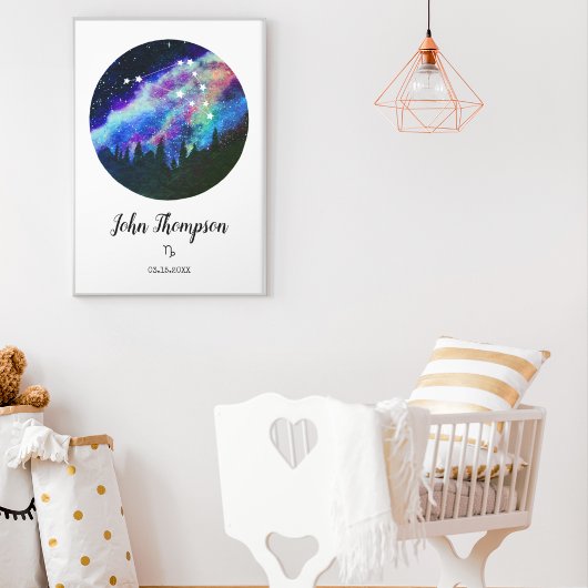 Poster Symbole bleu Constellation Capricorne Horoscope Ca