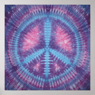 Poster SYMBOLE Bleu DE LA PAIX Tie Dye