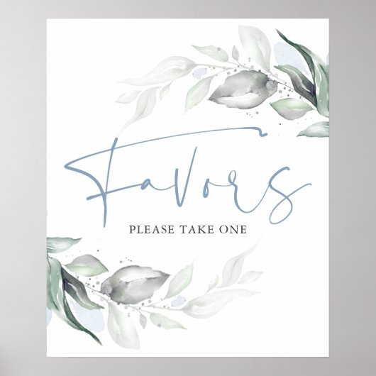 Poster Symbole bleu Dusty vert et Feuille argent Faveurs (Devant)