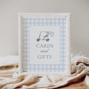 Poster Symbole bleu En vichy Golf Cartes de Baby shower e