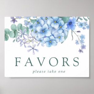 Poster Symbole bleu Hydrangea Floral Wedor Favor