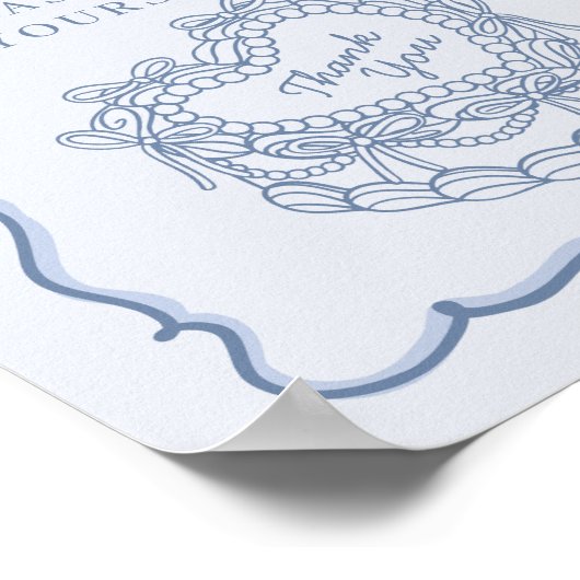 Poster Symbole Blue Bow Retro Coquette Coquette Gâteau Fa (Coin)