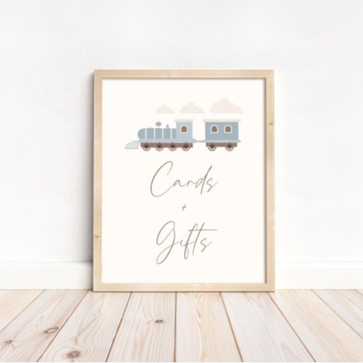 Poster Symbole Blue Boys Train Anniversaire Cartes et Cad