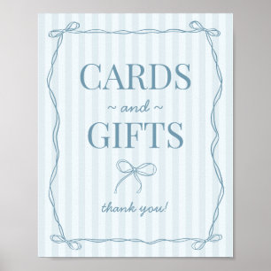 Poster Symbole Blue Coquette Bow Pastel Cartes et Cadeaux