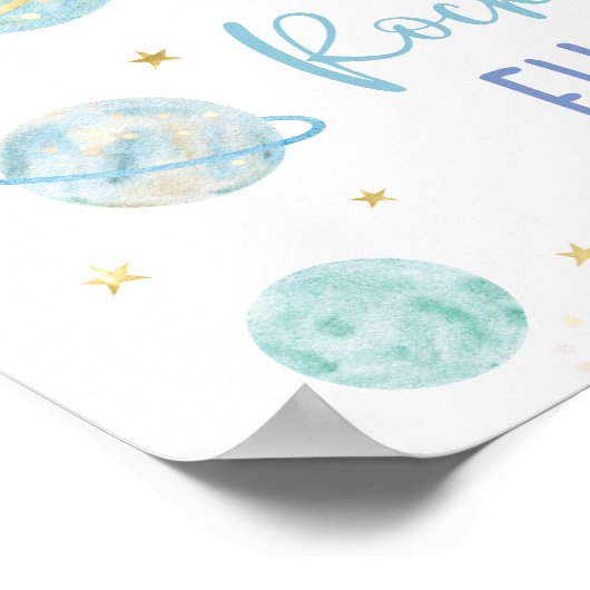 Poster Symbole Blue Pastel Galaxy Space Rocket Fuel Party (Coin)