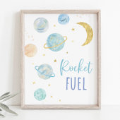 Poster Symbole Blue Pastel Galaxy Space Rocket Fuel Party