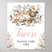 Poster Symbole Blush Floral Woodland Animaux Faveurs (Devant)