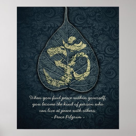 Poster Symbole Bodhi Leaf & Gold OM Yoga Citations de méd (Devant)