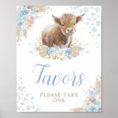 Poster Symbole Boho Blush Blue Highland Cow Faveurs (Devant)