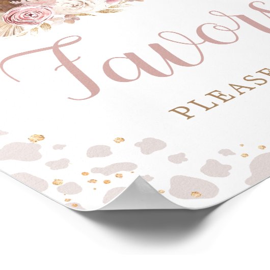 Poster Symbole Boho Blush Rose Highland Cow Faveurs (Coin)