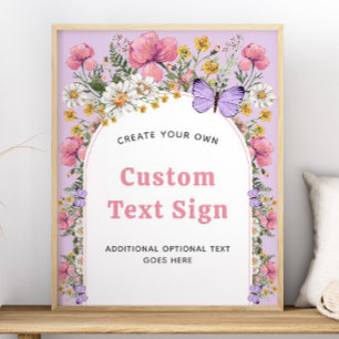 Poster Symbole Boho Butterfly Fleur sauvage Anniversaire