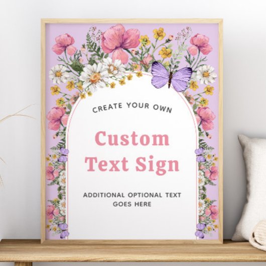 Poster Symbole Boho Butterfly Fleur sauvage Anniversaire