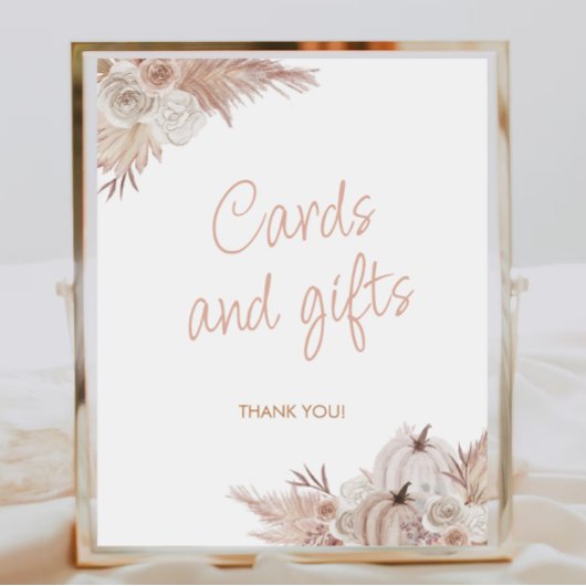 Poster Symbole Boho Citrouille Baby shower Cartes Et Cade