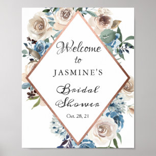 Poster Symbole Boho Dusty Floral Rose Gold Fête des marié