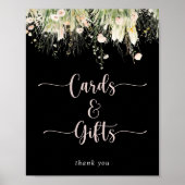 Poster Symbole Boho Fleur sauvage cartes noires et cadeau (Devant)