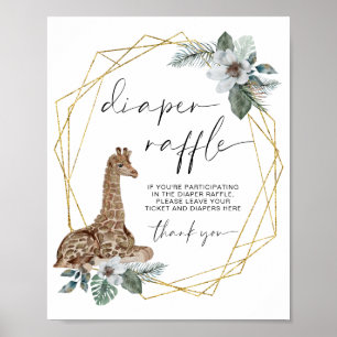 Poster Symbole Boho Giraffe Baby shower Déchets