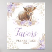 Poster Symbole Boho Highland Cow Purple Anniversaire Fave (Devant)