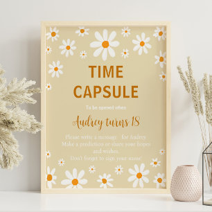 Poster Symbole Boho Light Daisy First Birthday Time Capsu