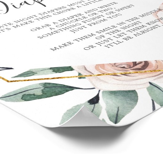 Poster Symbole Boho Rose Baby shower tard la nuit Diaposi (Coin)