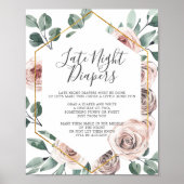 Poster Symbole Boho Rose Baby shower tard la nuit Diaposi (Devant)