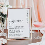 Poster Symbole boisson Estelle Moderne Minimale Signature<br><div class="desc">Ce panneau du menu boissons signature est doté d'un titre de script de calligraphie moderne et d'un design minimaliste. L'en-tête de texte du script est une image qui ne peut pas être modifiée. L'image de titre peut être redimensionnée pour correspondre à n'importe quelle taille d'affiche. Tous les autres textes sont...</div>