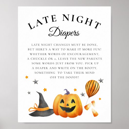 Poster Symbole Boo Halloween Baby shower Late Night Diapé (Devant)