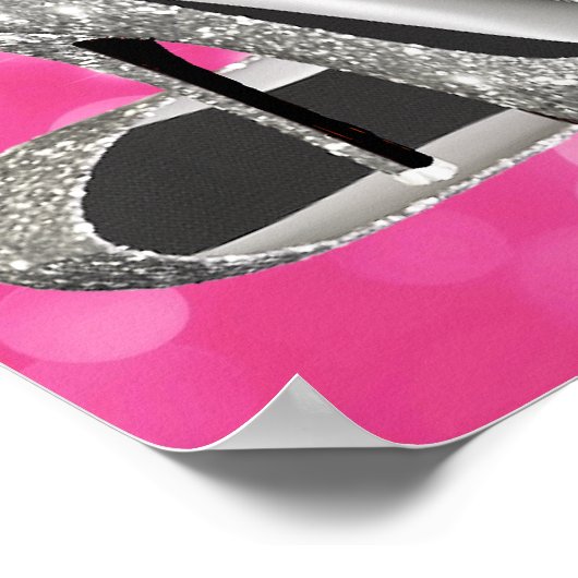 Poster Symbole Buffet de Chaussure en Argent Rose (Coin)