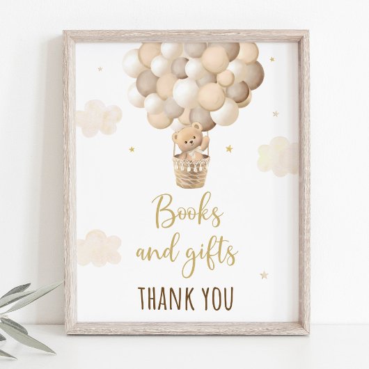 Poster Symbole Cadeaux Baby showers Ours En Joue D'Or