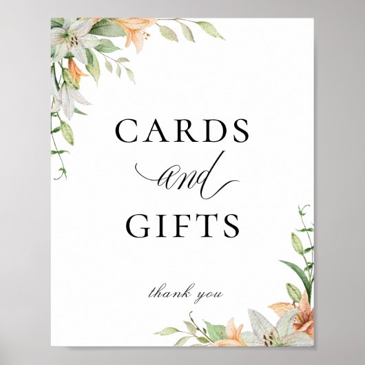 Poster Symbole Cadeaux de Cartes Lily Florales Modernes (Devant)