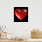 Poster Symbole cardiaque 3D rouge (Cuisine)