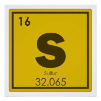 Symbole chimique de l'élément de soufre formule ch