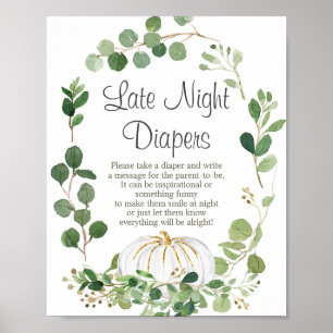 Poster SYMBOLE Citrouille Baby shower blanc