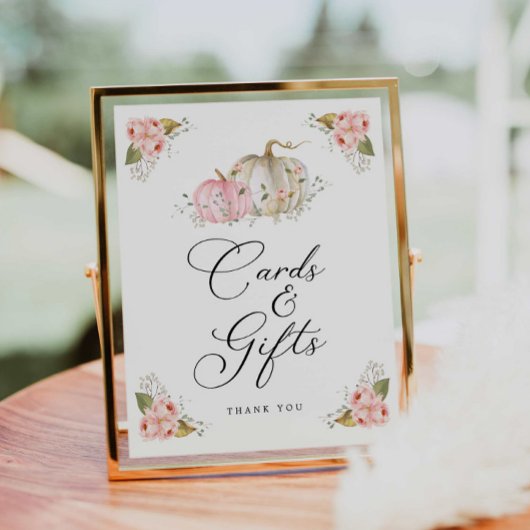 Poster Symbole Citrouille rose Fille Baby shower Cartes e