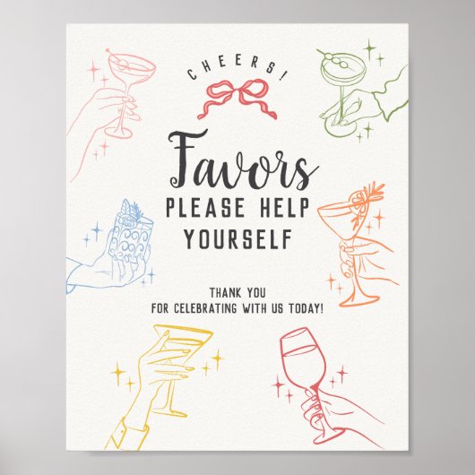 Poster Symbole Colorful Cocktail Party Retro Faveurs (Devant)