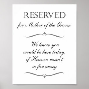 Poster Symbole commémoratif Mère du Ciel Groom Réservé