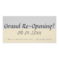 Symbole commercial Peach Gray Grand Réouverture