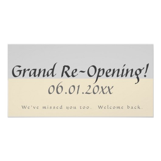 Poster Symbole commercial Peach Gray Grand Réouverture (Devant)