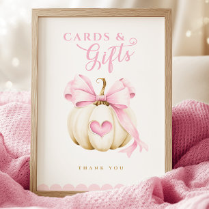 Poster Symbole Coquette Citrouille Baby shower Cartes et
