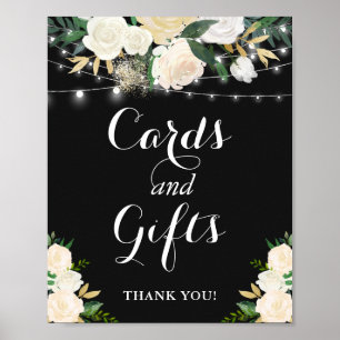 Poster Symbole crème Floral String Lights Cartes et Cadea