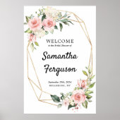 Poster Symbole d'accueil fleuri rose pâle entièrement mod (Devant)